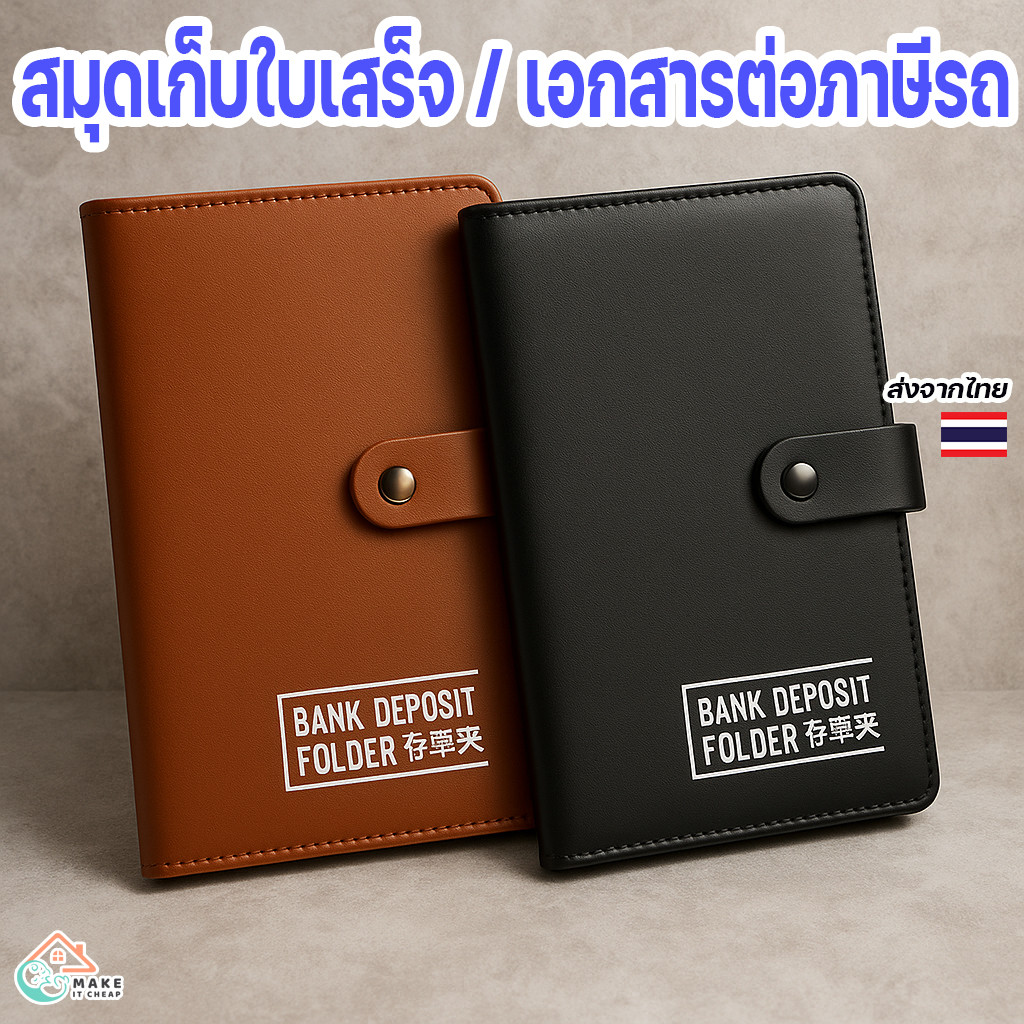กระเป๋าเก็บทะเบียนรถ เอกสารสำคัญ ใส่ได้ทั้งทะเบียนบ้าน-สมุดบัญชี มี 20 หน้า สีสุภาพ