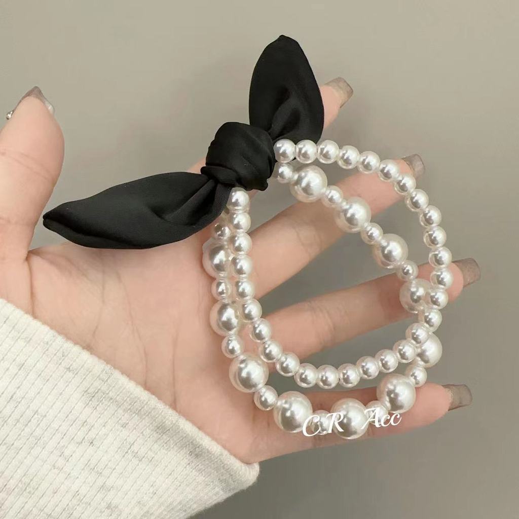 สร้อยข้อมือและเครื่องประดับสไตล์เกาหลี ทำจากมุกและยาง สไตล์แฟชั่นสำหรับผู้หญิง