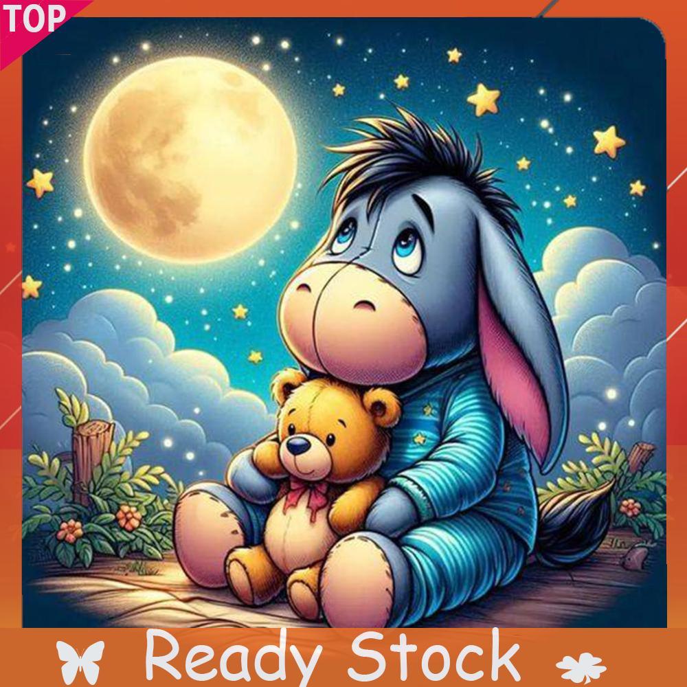 DIY งานฝีมือเจาะเพชรภาพวาด อียอร์และหมี ขนาด 40x40 ซม.