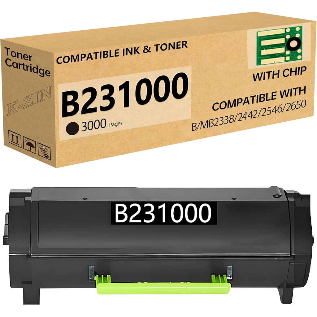 เคซินบี231000 B2338 ตลับหมึกสีดํา (พร้อมชิป) เข้ากันได้กับ Lexmark B231000 B241H00 ตลับหมึกสําหรับ L