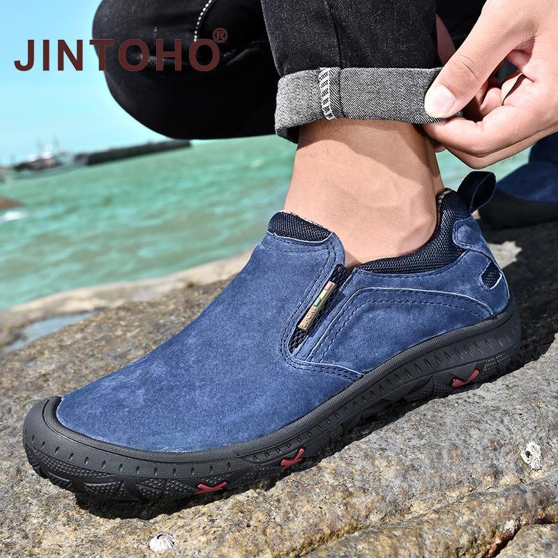 JINTOHO حذاء رجالي جلد طبيعي مسطح للمقاسات الكبيرة — صورة 7