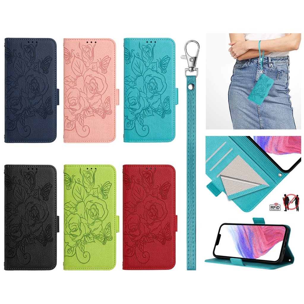 หนังสําหรับ VIVO Y53S Y51 Y51A Y39 Y38 Y33 Y33S Y33T Y33E Y31S Y30 T1 ช่องใส่การ์ดกระเป๋าสตางค์ลายดอ