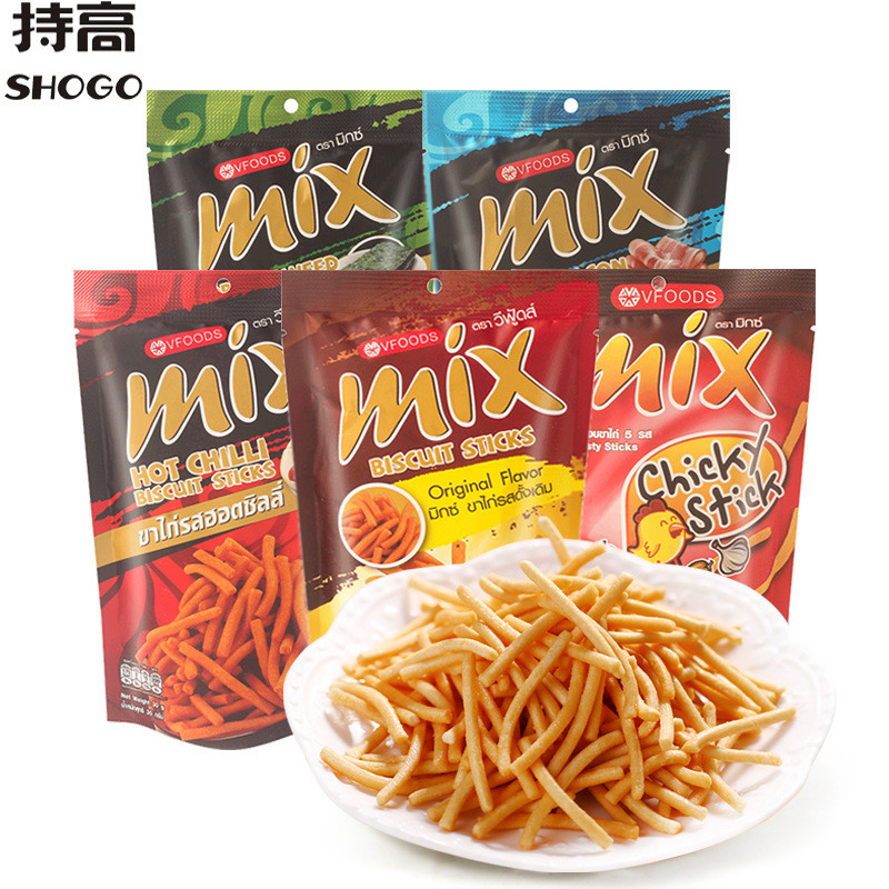 VFOODS MIX แครกเกอร์กุ้งรสเผ็ดกรอบ 30g นําเข้านําเข้าVFOODS MIXchiffy条30g 休闲化อาหาร LD5