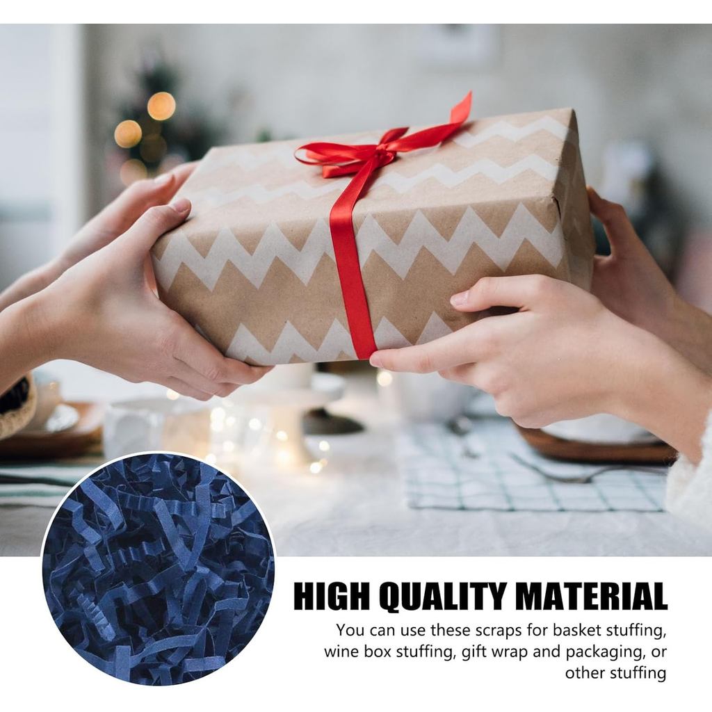 ZEBMOON 2 LB Navy Blue Crinkle Cut Paper Shred Filler Great for Gift Wrapping, Basket Filling, Birth