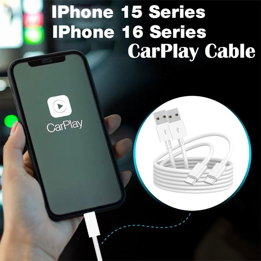 [3Ft+6Ft 2-Pack] USB A to USB C Cable for IPhone 17/16/15/16E, Car Carplay Charging Cord for IPhone 