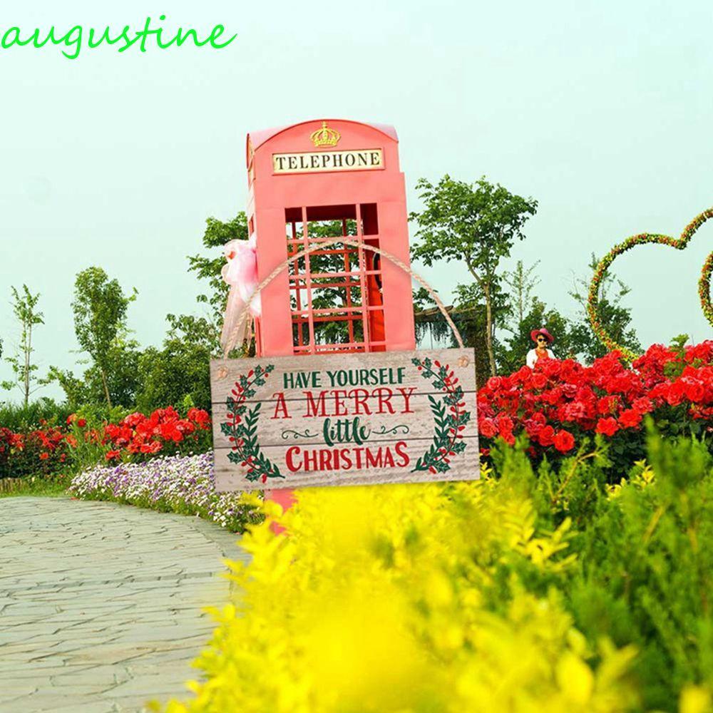 AUGUSTINE ป้ายแขวนสําหรับบ้านคริสต์มาสไม้แขวนไม้จี้เครื่องประดับตกแต่งคริสต์มาส