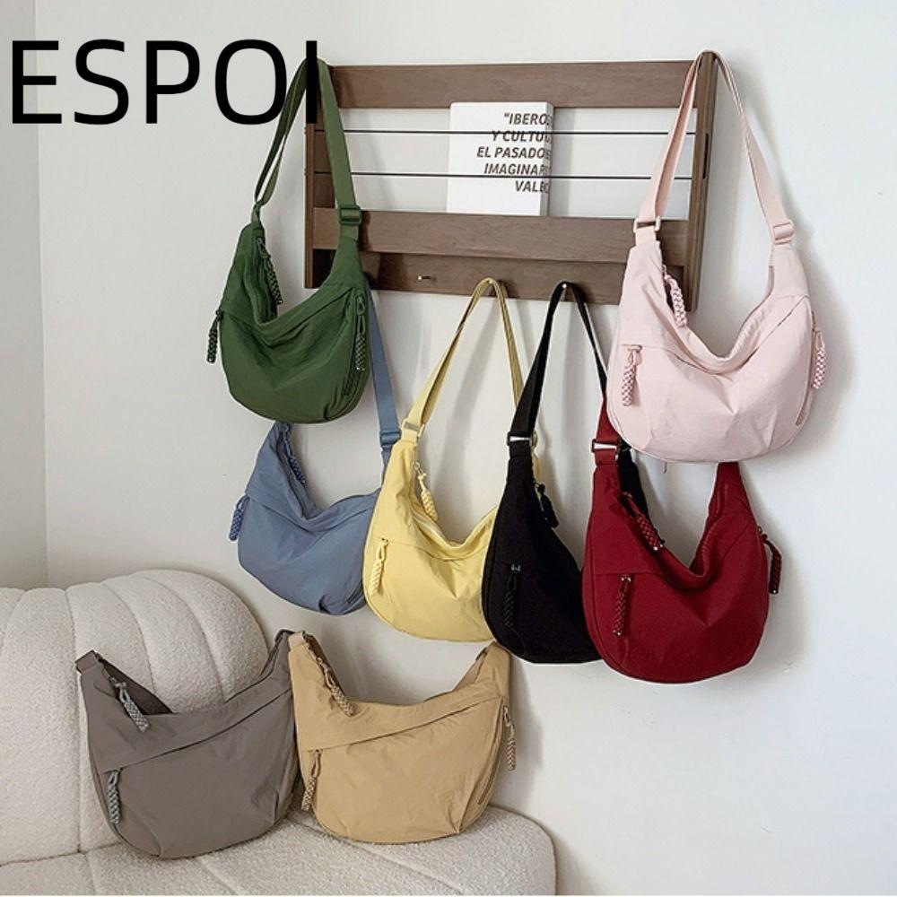 ESPOI กระเป๋าคาดเอว สไตล์เกาหลีน้ำหนักเบาทรงได้นาน ทำจากผ้าใบสีเรียบ ความจุมาก เหมาะสำหรับการเดินทาง