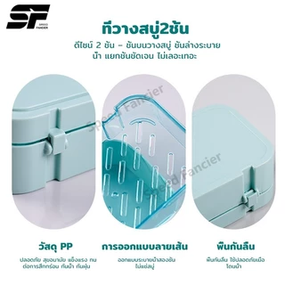 ที่วางสบู่ 2 ชั้น ฝาพับ ระบายน้ำได้ แห้งเร็ว พกพาสะดวก เก็บสบู่ก้อนไม่เลอะ ใช้ในห้องน้ำ-เดินทาง