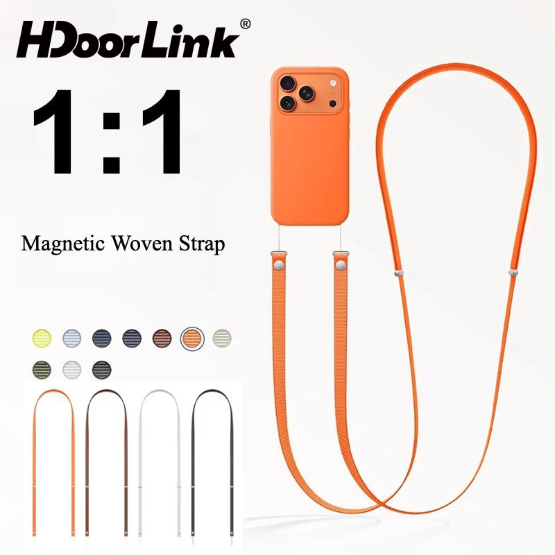 HdoorLink 1:1 Magnetic Crossbody Straps เคสโทรศัพท์ Lanyard สําหรับโทรศัพท์ 17 Pro Max สายคล้องคอแบบปรับได้ Multi-functional Lanyard
