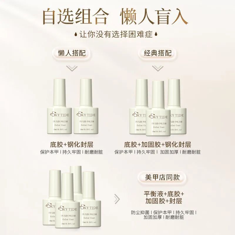 甲油胶底胶封层套装美甲店专用免洗持久加固磨砂钢化建构功能胶Nail polish rubber bottom glue seal set for nail salon freefhybocx1.th2