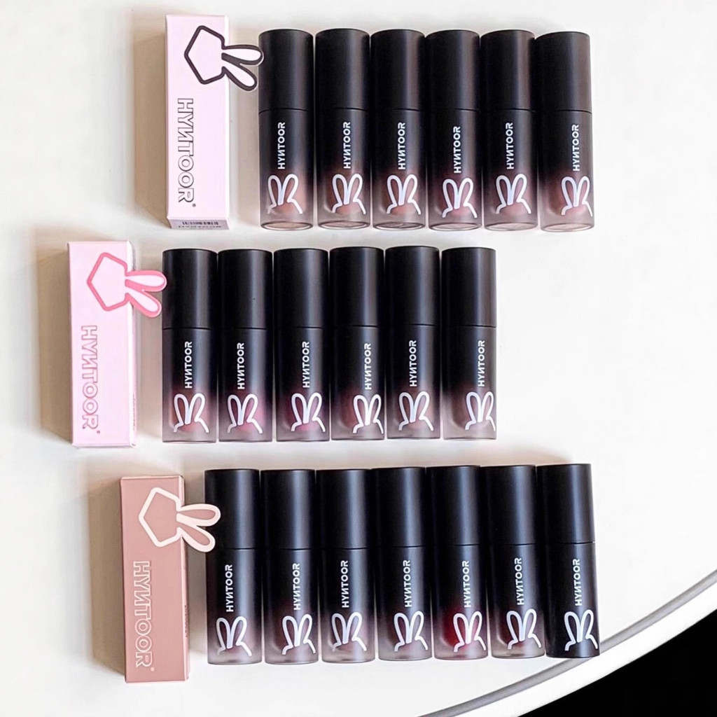 HYNTOOR Black Rabbit Little Black Tube Lip Gloss 101 Cream Mist Nude Lip Gloss Matte Matte Velvet Lip Gloss ลิปกลอส B02