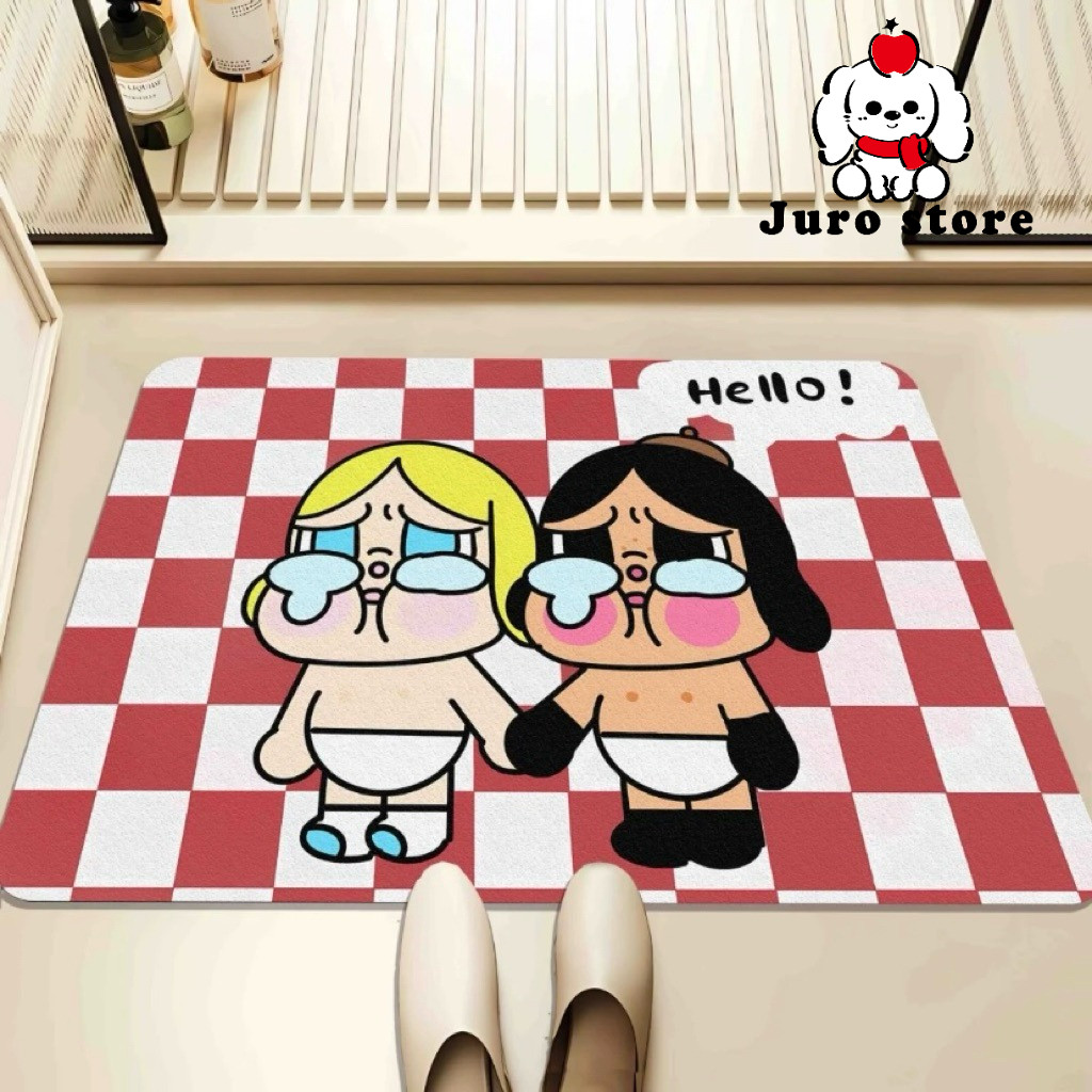 JURO CRYBABY MOTIF FLOOR MAT WITH CUTE CHARACTERS/BATHROOM MAT/KOREAN DESIGN