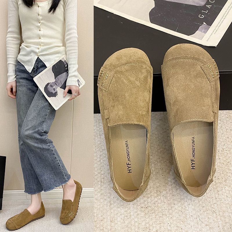 รองเท้าโลฟเฟอร์หัวมนวินเทจสําหรับผู้หญิง-รองเท้าส้นเตี้ยสไตล์ Birkenstock ลําลองน่ารักขั้นตอนเดียวบนรองเท้า Mary Jane สําหรับใช้ในทุกวัน