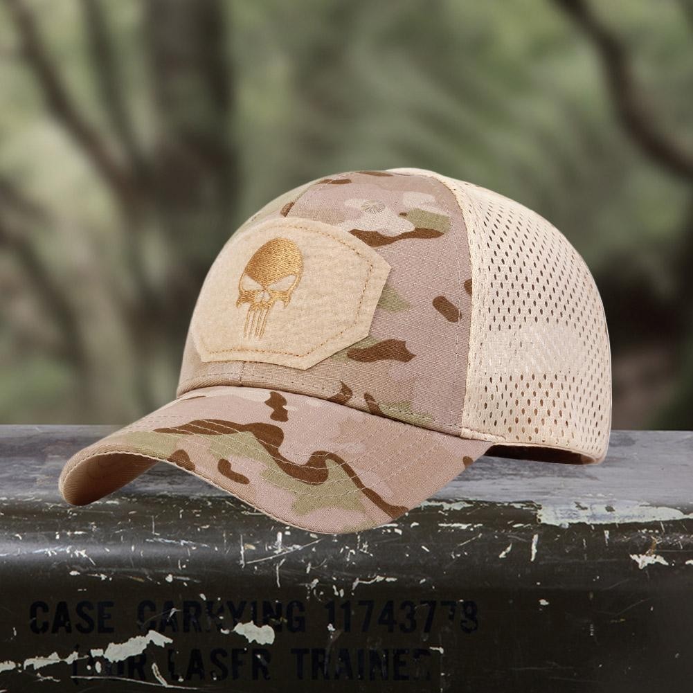 codfashion Skull Baseball Mesh Cap Outdoor Sun Visor Hat Camouflage Breathable Cap E9b8