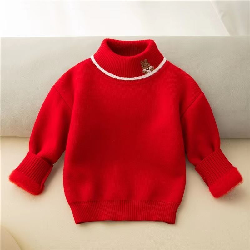 ฤดูหนาวใหม่ – เด็กหญิงเพิ่มผ้ากํามะหยี่เสื้อกันหนาวเด็กหนาคอสูงถักเสื้อ ราคา ถูกที่สุด ดีลบีเคเค แกลเลอรีภาพที่ 3