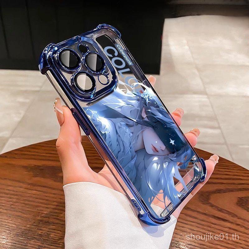 เปลือกนิ่มไฟฟ้าปิดตาสาวสี่มุมกันกระแทกเคสป้องกันเหมาะสําหรับ ไอโฟน13151416111212PROMAX15PROMAX14PRO1