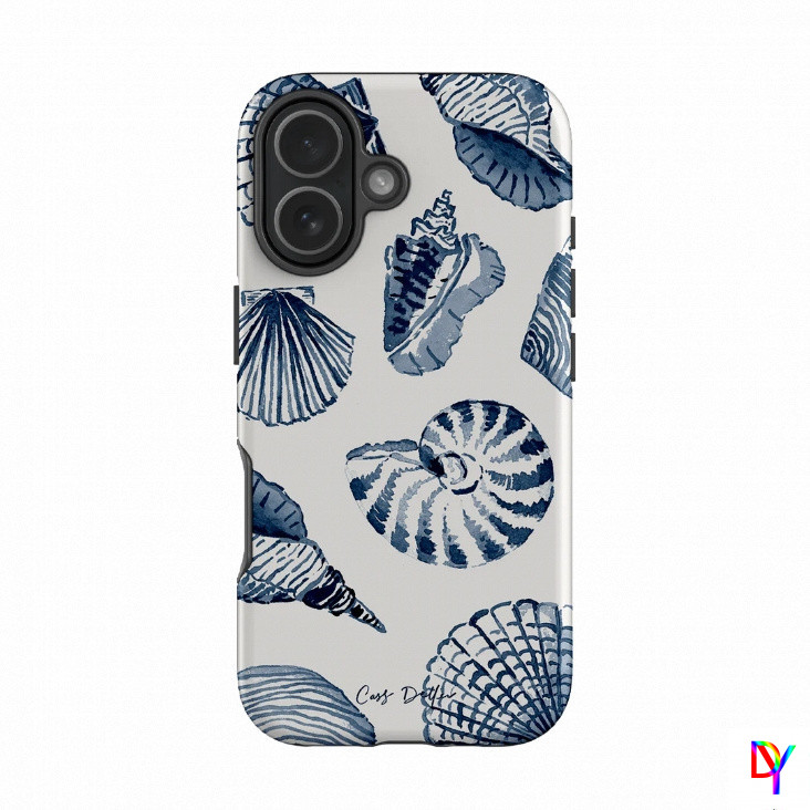 Blue Conch Shells 2-in-1 เคสสองชั้นสําหรับ iPhone 17/16/15/14/13/12/11/7/8/Xs Max Plus Pro Anti-fall