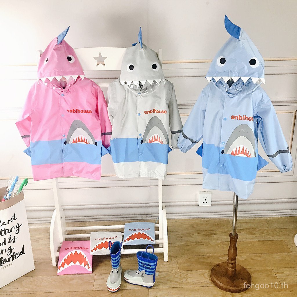 Shark Poncho Enbihouse สำหรับเด็ก ทั้งชายและหญิง กันฝนได้