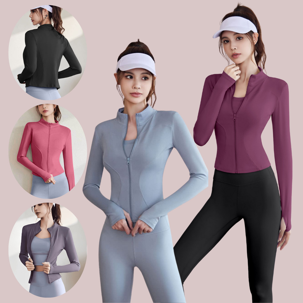 Yoga jacket เสื้อแจ็คเกตออกกำลังกายกันยูวี แขนยาว ทรงสลิม 18 สี S-3XL ผู้หญิง | UV Protection Sport Jacket