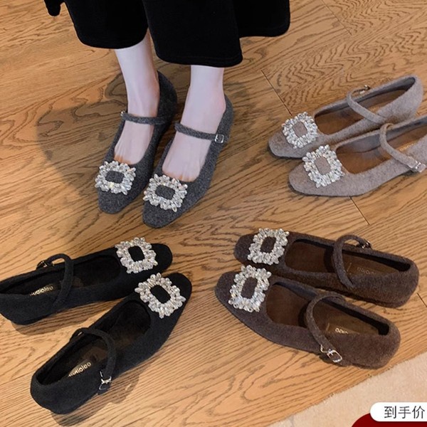 marry jane shoes รองเท้า marry jane รองเท้าแมรี่Jane ส้นหนา ซับในขนแกะ ผ้าขนสัตว์อบอุ่น