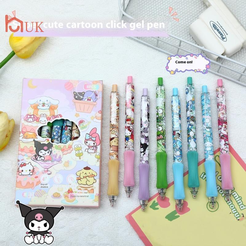 UK 8 ชิ้นน่ารักการ์ตูนเจลปากกา Soft Grip ชุดปากกา Quick-Drying สํานักงานอุปกรณ์การเรียนเครื่องเขียน 
