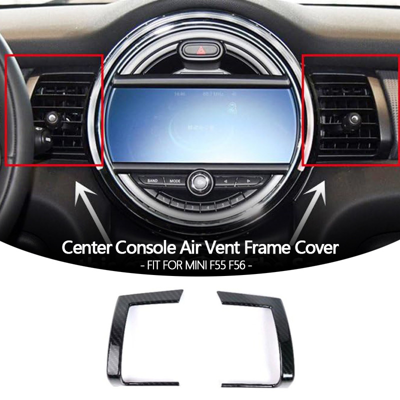 2PCS คาร์บอนไฟเบอร์ ABS คอนโซลกลางรถ A/C Air Vent กรอบสําหรับ BMW สําหรับ MINI F55 F56 2014-2021 อุป