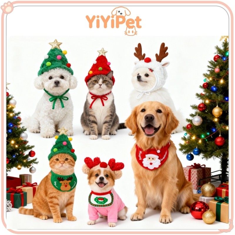 คริสต์มาส PUppy สุนัขแมวเครื่องแต่งกาย Xmas Cat Santa Elk หมวกอุปกรณ์เสริมสัตว์เลี้ยงวันหยุดแต่งตัวอุปกรณ์คริสต์มาสสัตว์เลี้ยง Headdress