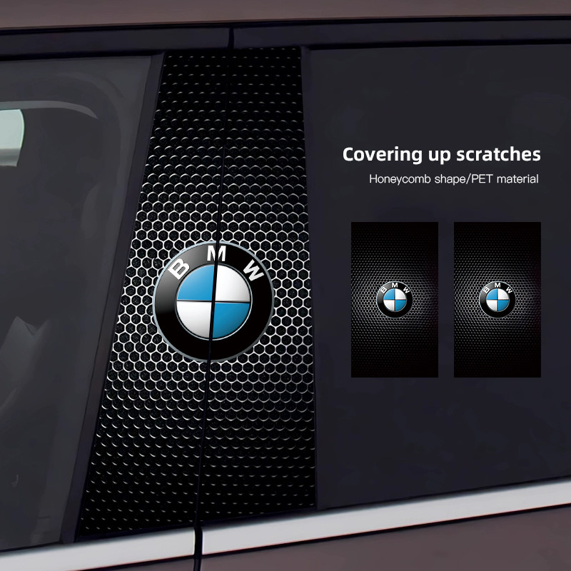 2 ชิ้นรถ B-เสาสติกเกอร์ประตูกลางเสา Anti-Scratch Decals สําหรับ BMW Performance M E46 E60 E90 E39 E8
