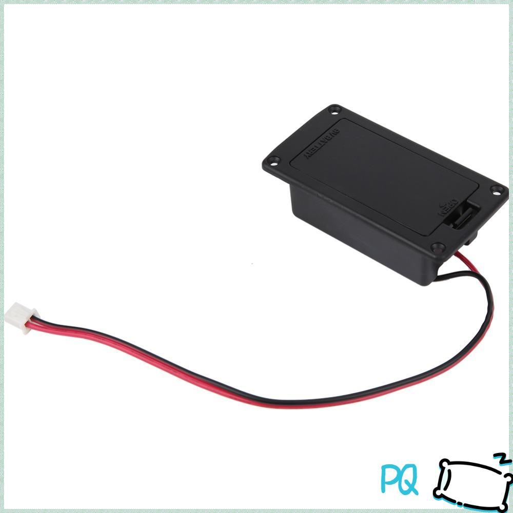 PQ ​แบตกีต้าร์ ​, แบตเตอรี่ 9โวลต์ เข้ากันได้​ ช่องใส่แบตเตอรี่​ ​ขาจับแบตเตอรี่ ​, ​สีดํา ​พร้อมสาย