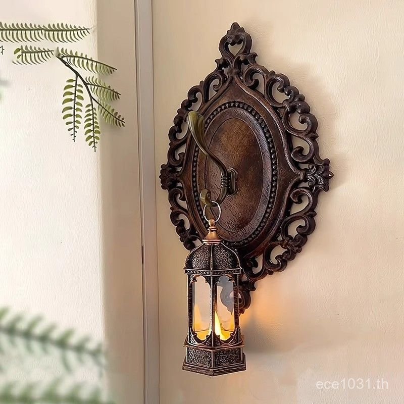 จี้โบราณขนาดกลางสามมิติ B & B Cafe แขวนผนัง Retro โคมไฟติดผนังตกแต่งผนังเชิงเทียนชั้นวาง J2BV