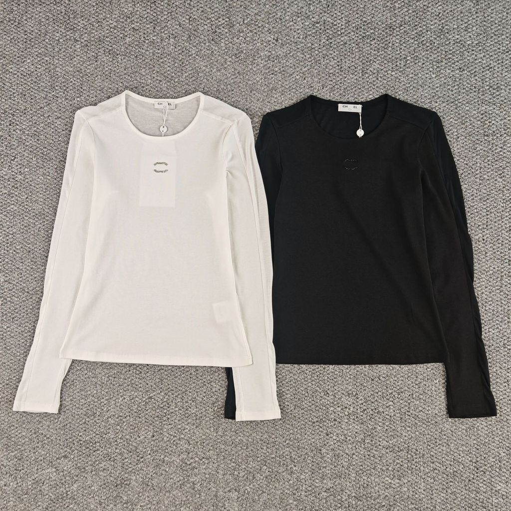 1: 1 Original Label 2025 Letter Hot Diamond สไตล์ใหม่รอบคอ Slim-fit แขนยาว Slimmer ดู Bottoming