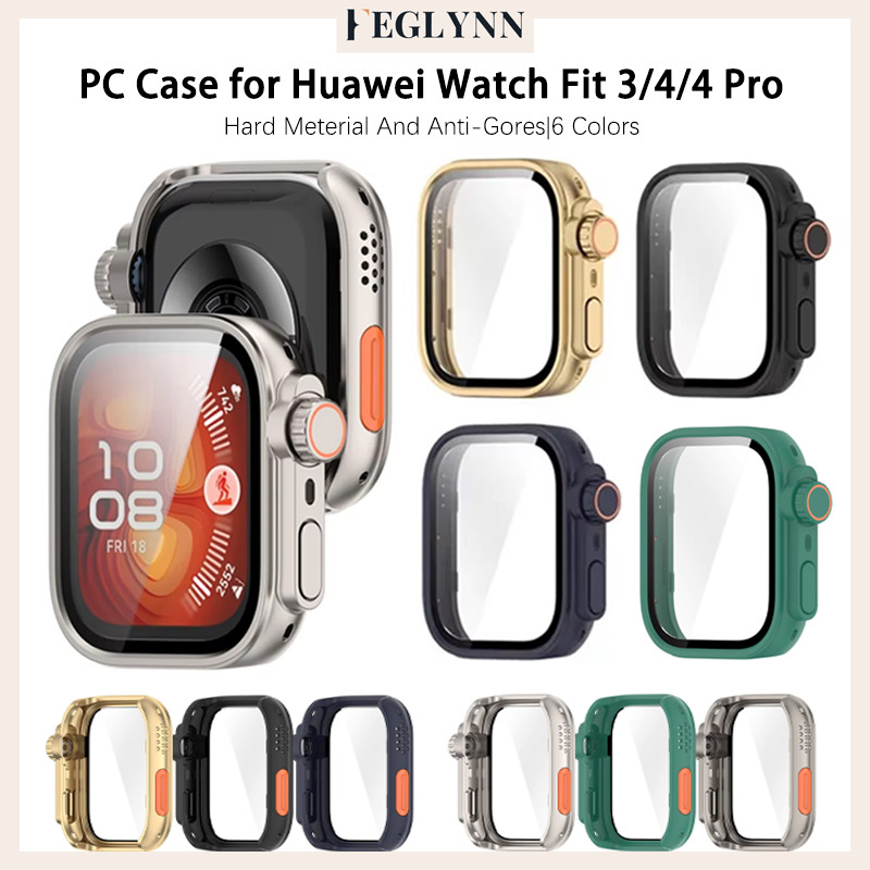 กรณีพีซีแก้วนิรภัย for Huawei Watch Fit 4/4 Pro เคส Anti-Scratch ฝาครอบกันชนฟิล์มป้องกันหน้าจอ for Huawei Watch Fit 3