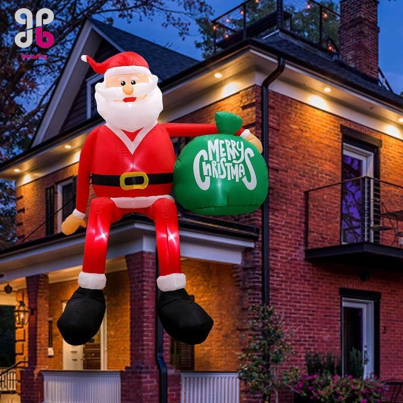 [Baosity] คริสต์มาส Inflatable Santa Xmas ตกแต่ง Clearance Blow Up พร้อมถุงของขวัญ LED ในตัวสําหรับวันหยุดฤดูหนาวในบ้านในร่ม