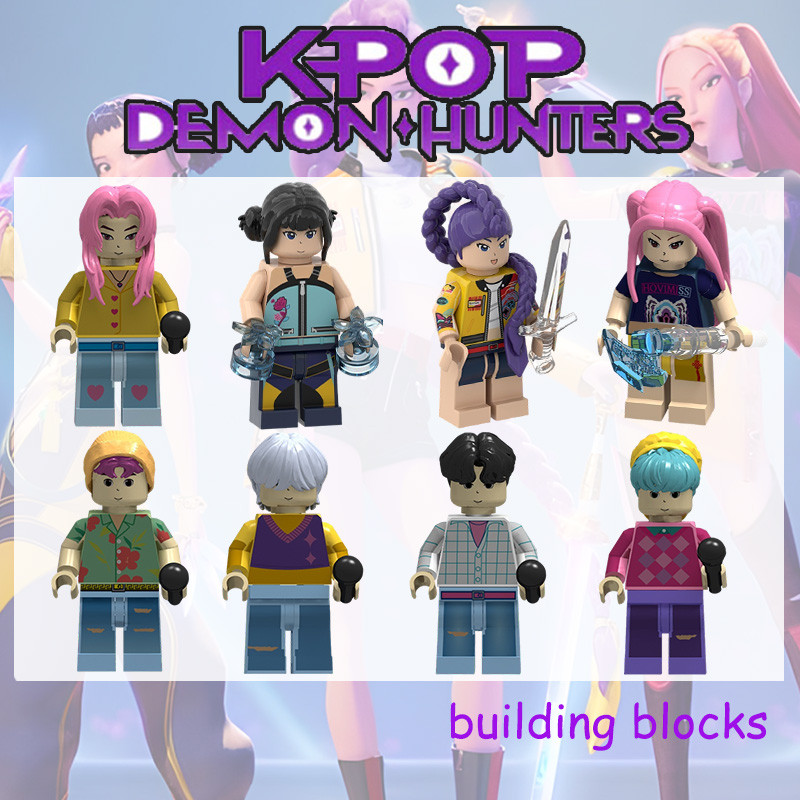 KPop Demon Hunters มินิตัวเลข 5 ชิ้น/เซ็ต HUNTRIX Zoey Rumi Mira ประกอบบล็อกตัวต่อ