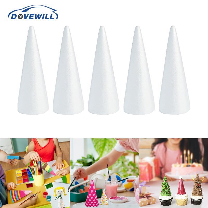 [Dovewill] 5 ชิ้น Craft Foam Cones Crafting White Polystyrene Cones โฟมโคนต้นไม้สําหรับ