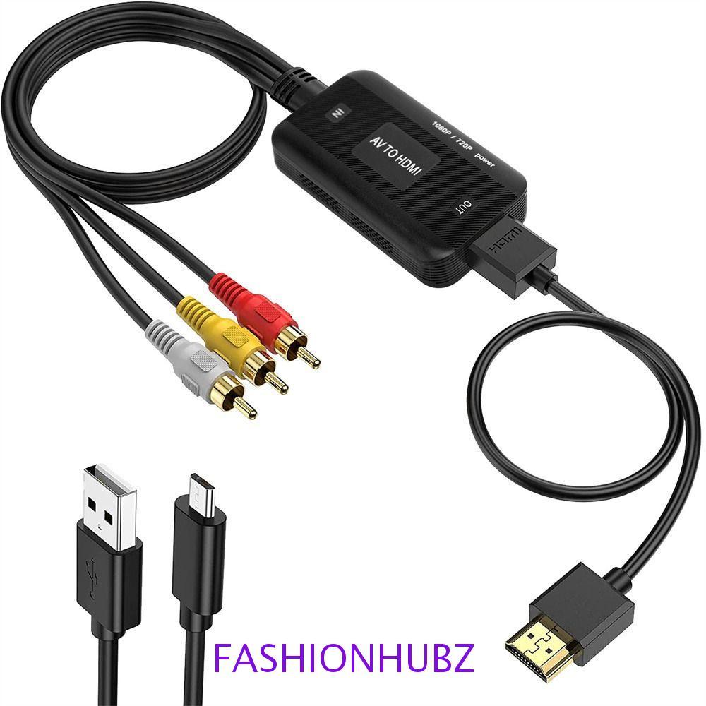 Fashionhubz AV to HDMI Converter สาย HDMI รองรับ 1080P สายสัญญาณเสียงอะแดปเตอร์วิดีโอ RCA to HDMI สา
