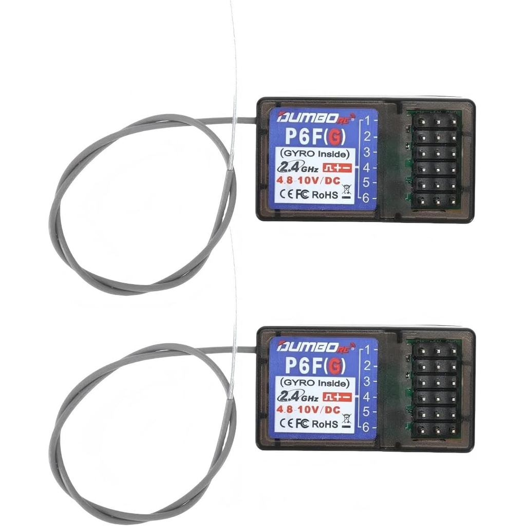 (2PCS) DUMBORC P6FG 2.4G 6 ช่อง Gyro ภายในตัวรับสัญญาณสําหรับ RC รถเรือใช้สําหรับ DUMBORC X4 X6 เครื