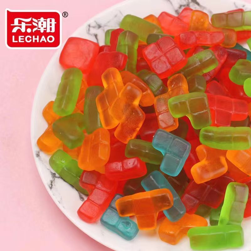 2025 สินค้าใหม่ Lechao Game Cube Candy รสผลไม้ Gummy Candy Gummy Tetris Candy Building Block Gummy C