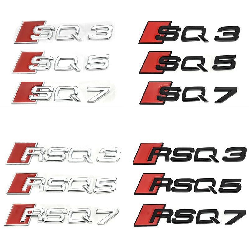 SQ3 SQ5 SQ7 RSQ3 RSQ5 RSQ7 โลโก้สติกเกอร์ตัวอักษรสําหรับ Audi ด้านหลังสัญลักษณ์ Displacement badge เ