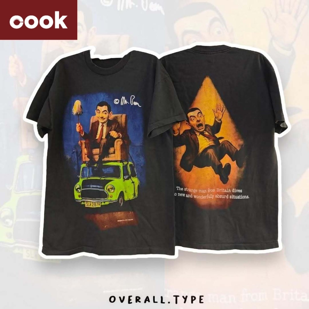 rowan atkinson เสื้อยึด ผ้าเทคโนโลยี Sorona จากอเมริกา พิมพ์ลาย mr. bean เสื้อยืด oversize เหมาะ ผู้