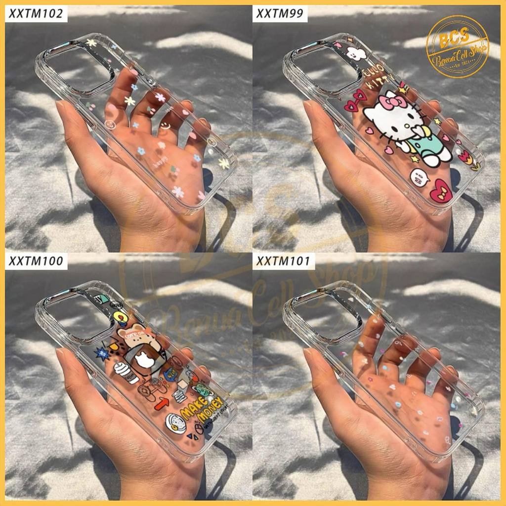 BCS - CUTE MOTIF MILITARY CLEAR CASE OPPO A54 A55 A57 A58 4G 5G A5i A5S A7 A11K A12 A5X A60 A74 A95 