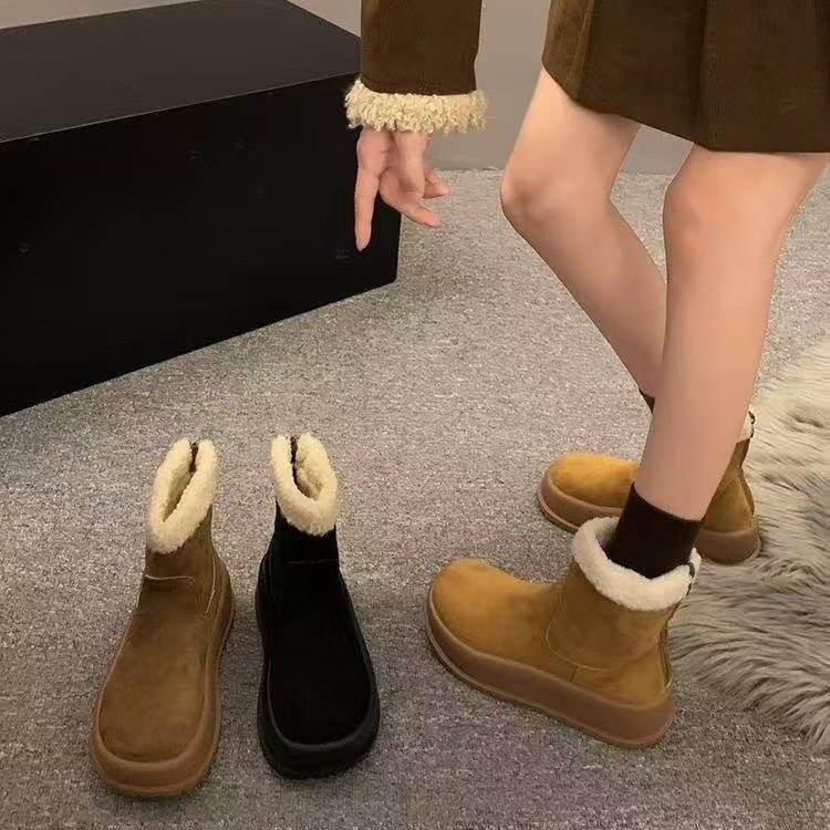 รองเท้าบู๊ทสไตล์เกาหลี หนังนิ่ม กันลื่น สวมใส่สบายสำหรับสุภาพสตรี