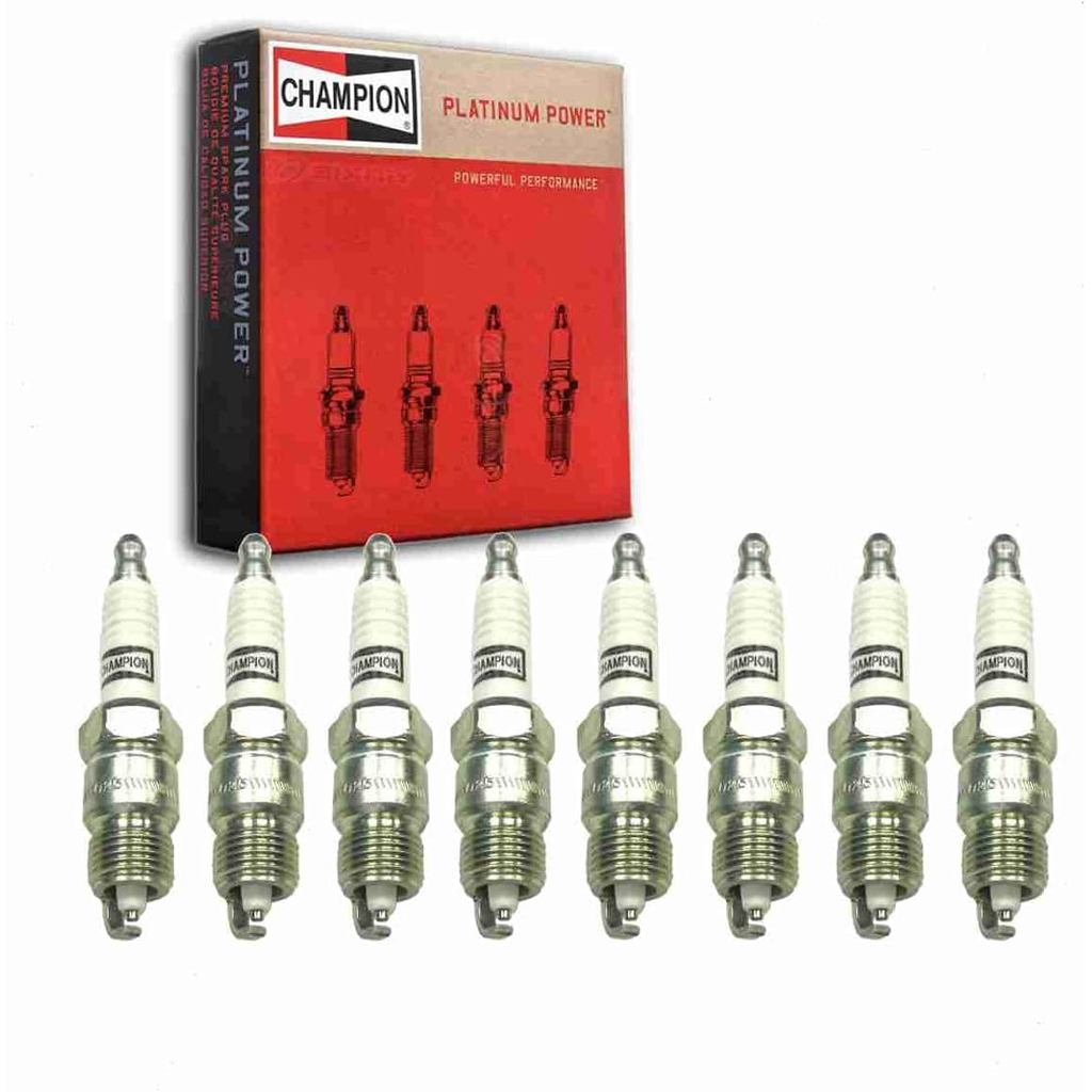 หัวเทียน Champion Platinum 8 ชิ้นเข้ากันได้กับ Ford F-150 5.0L 5.8L 6.6L 7.5L V8 1975-1996