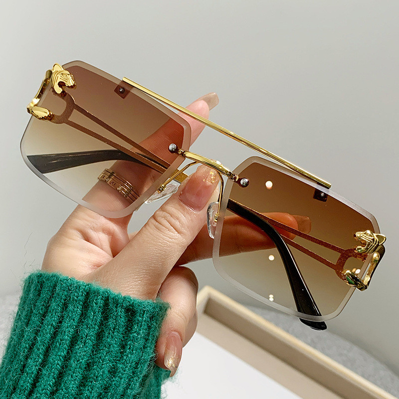 แว่นกันแดด Retro Aviator ไม่มีขอบ - กรอบเสือในสิบสองสี Unisex