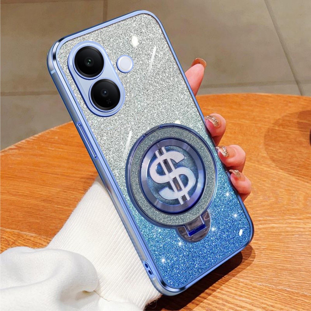 เคสนิ่ม Vivo V60 Lite 4G 5G Glitter Dollar Ring Stand การชาร์จไร้สาย