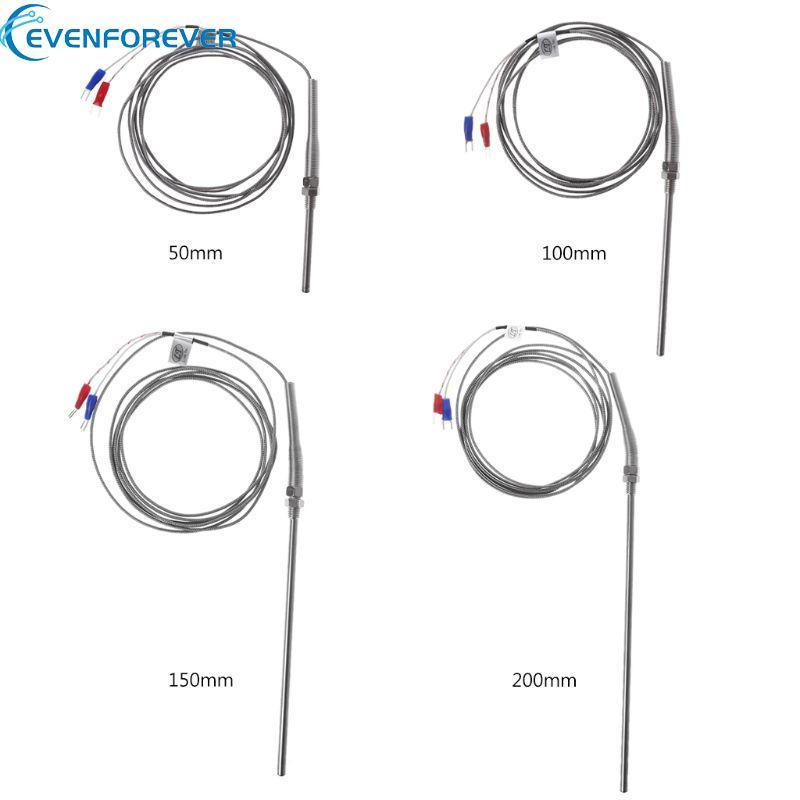 EV K ประเภท Thermocouple 2m สาย M8 ด้ายอุณหภูมิเซนเซอร์ Probe 50 มม. 100 มม. 200 มม.
