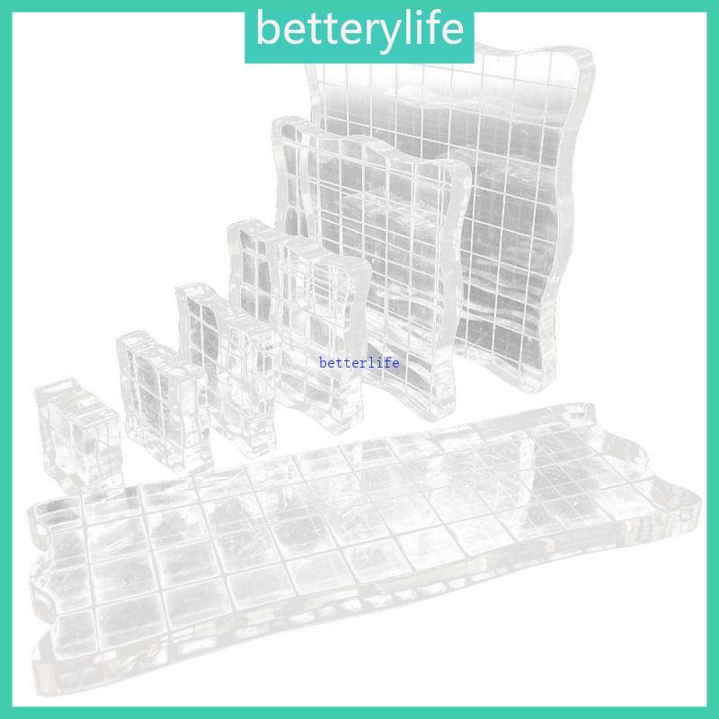BTF 7 ชิ้นชุดอะคริลิคใสแสตมป์บล็อก Pad Scrapbooking DIY เครื่องมือทําด้วยมือ Curve Edges ปั๊ม