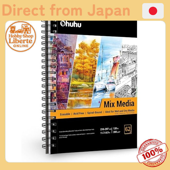 [Direct Japan]  Ohuhu Sketchbook A4 drawing paper 200gsm 210mm x 297mm 62 sheets mixed media sketchb