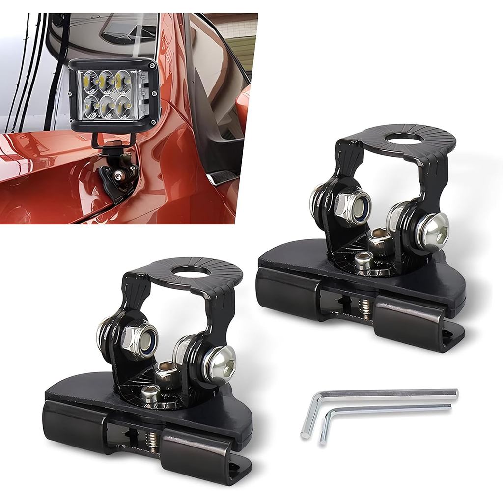 2 ชิ้นรถ Hood Light Bar Non-Destructive Fixing Bracket, 2.16" x 1.3 "โลหะโครงสร้างเสถียรกันน้ําปรับ 
