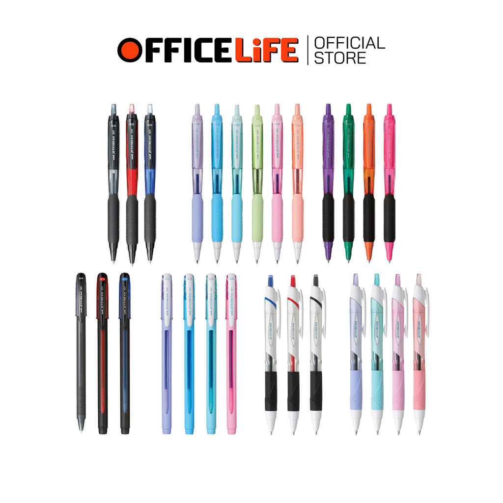 UNI (ยูนิ) ปากกาลูกลื่น ปากกา รุ่น Jetstream 101 / 105 ขนาดหัว 0.5 mm. แบบฝาปิด แบบกด ( 1 ด้าม )